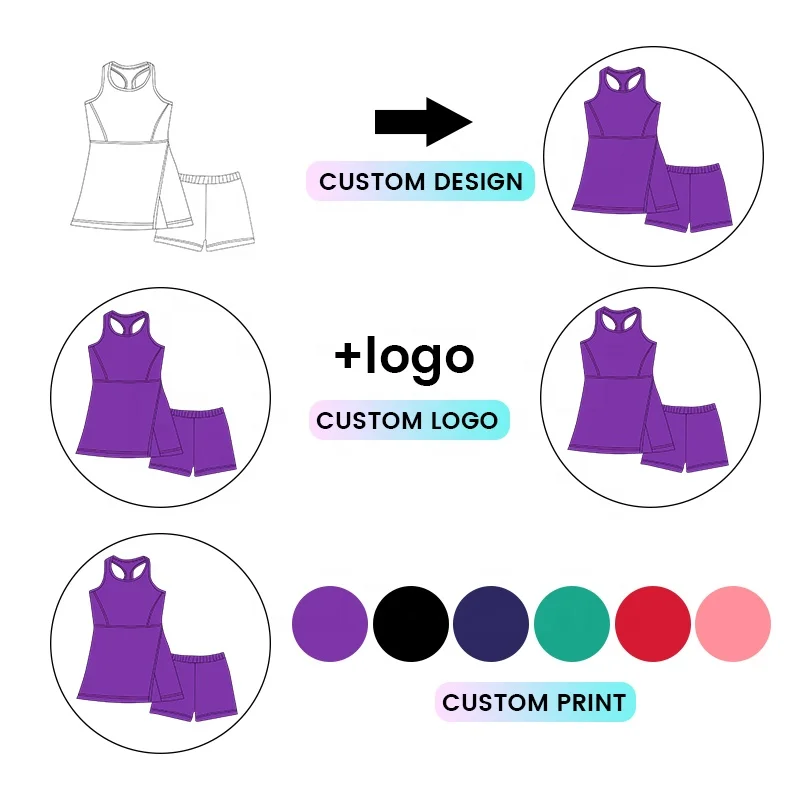 Kerui Wholesale Custom Girls Athletic Wear Design Children One Piece Fitness Yoga Dress Clothes for Kids Sportswear - Image 2