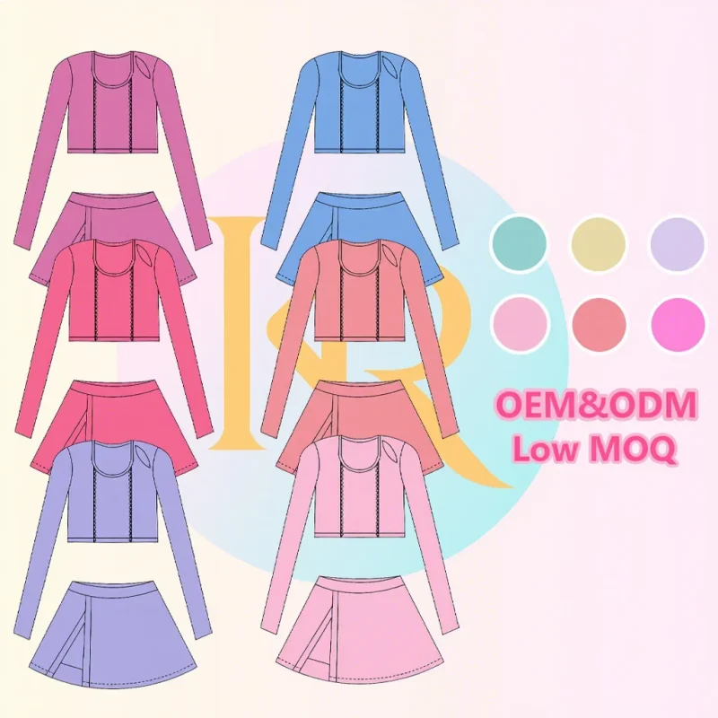 KERUI Active Wear Kids  Girls' Sportswear Set Toddler Girl' Summer Nylon Spandex Tennis Suit Custom Girls Fitness Clothing Sets