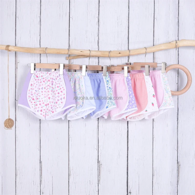 Running Shorts for Girls Baby and Toddler Athletic Shorts Seersucker Gingham Custom Color Shorts Tariff Reduction
