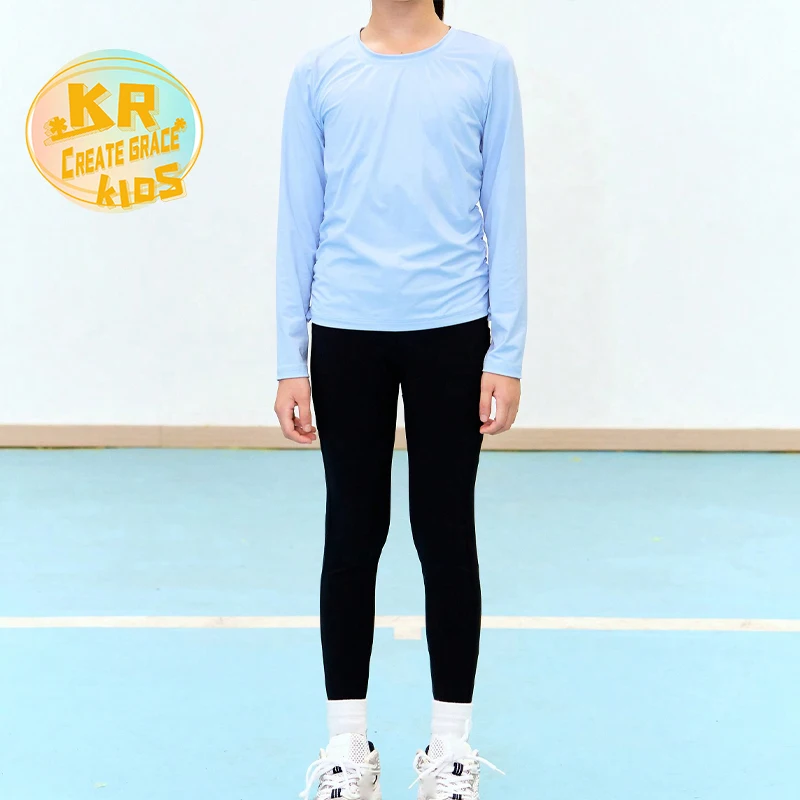 Wholesale Girls' Running Leggings Kids Warm Pants Youth Compression Yoga Athletic School Pants with Pockets - Image 3