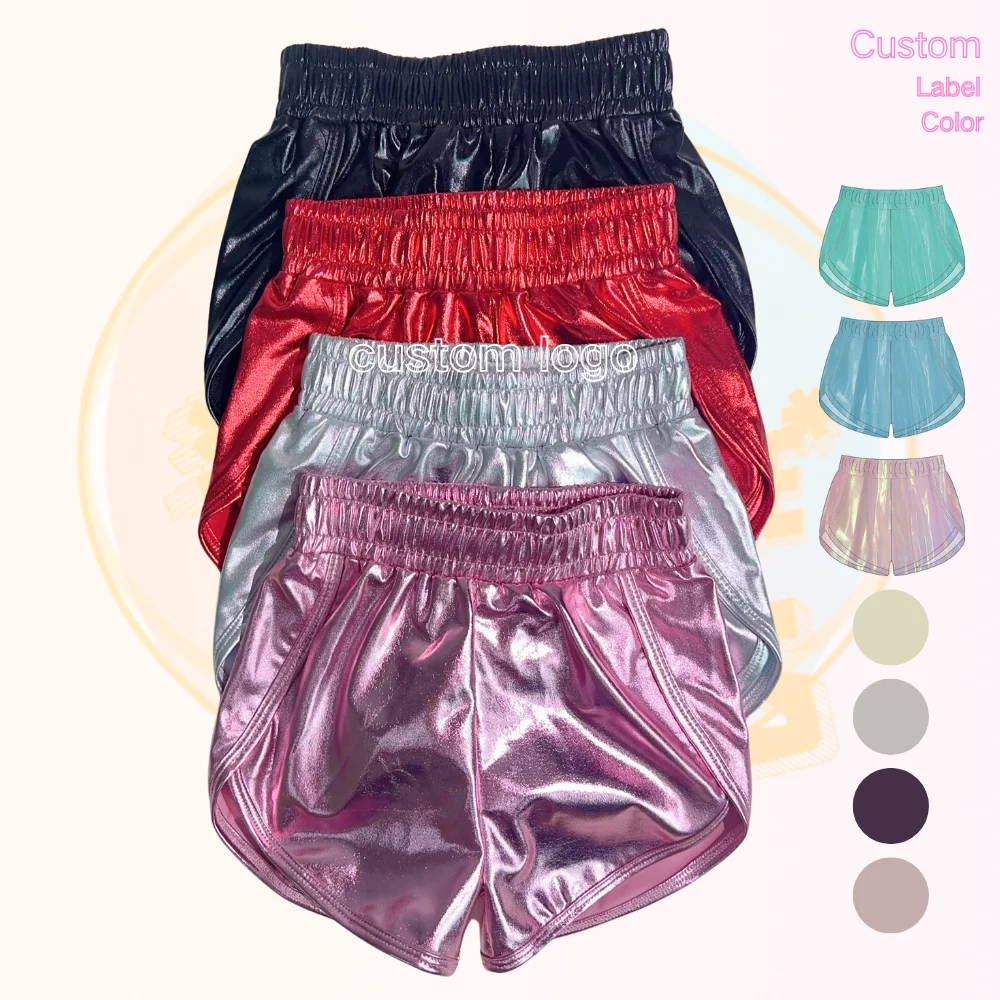 KERUI New Solid Color Versatile Elastic PU Shiny Leather Shorts Fitness and Casual Trendy Shorts Girls High Waist Shorts