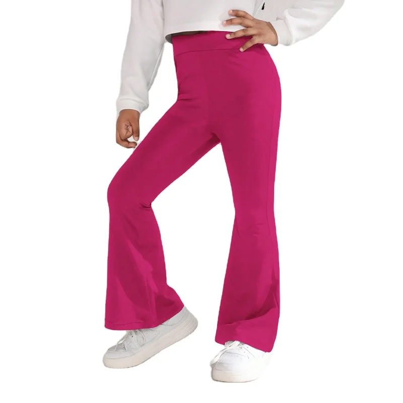 Wholesale Children Striped Quick Dry Breathable Flared Yoga Pants Little Girls Leggings for Sports