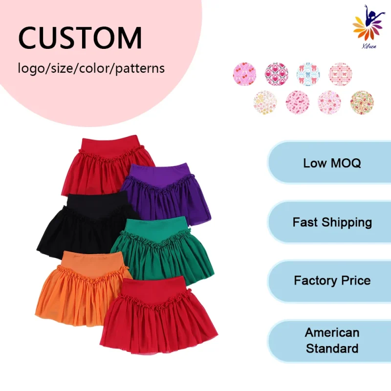 Girls Fashion Yoga Skirt Mesh Trim Built-in Shorts Custom Pattern Sports Customizable