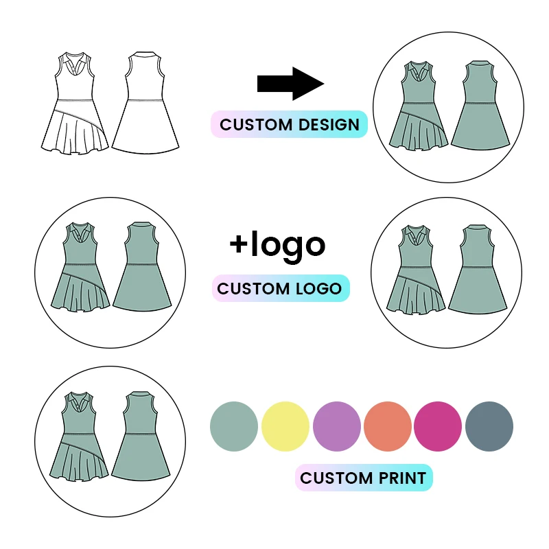 Kerui Active Wear Kids Children's Clothing Manufacturer All Yoga Girls Dresses Summer Girls Custom Color Yoga Tennis Dress - Image 3