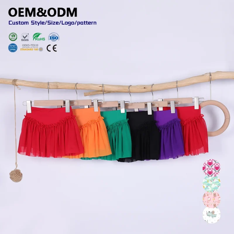 Girls Tennis Yoga Skirt Mesh Built-in Shorts Custom Print Sports Fashion Customizable