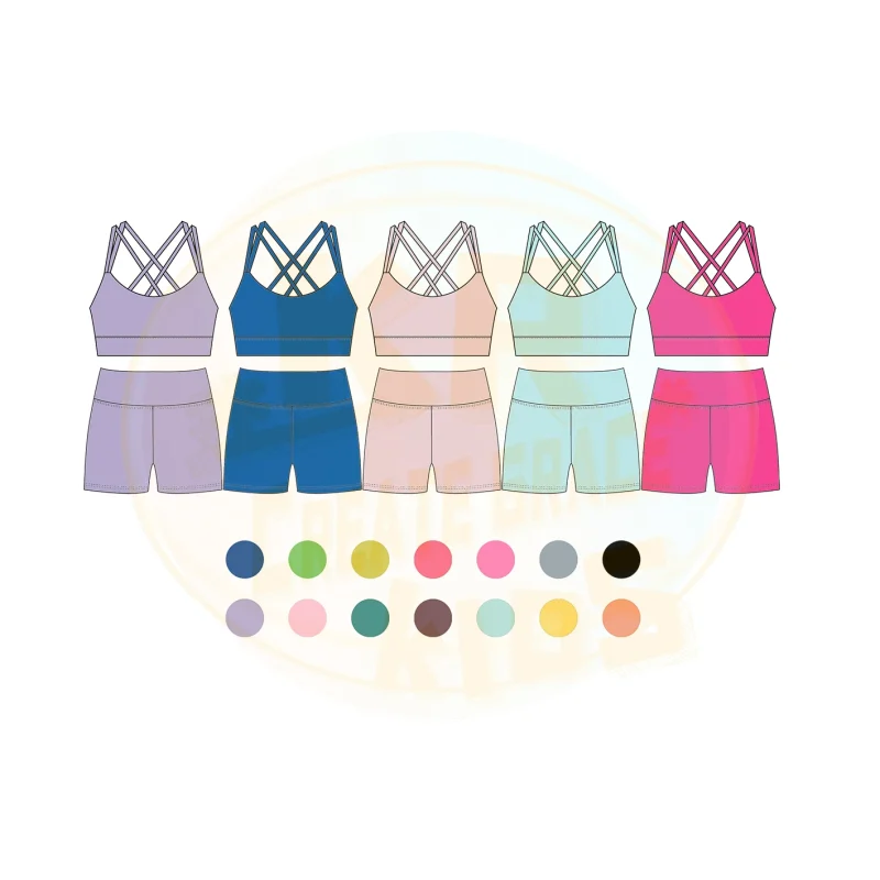 New Fashion Workout Sets Matching Yoga Outfits Bras Shorts 2 Piece Backless Yoga Sports Vest Shorts Sets for Kids