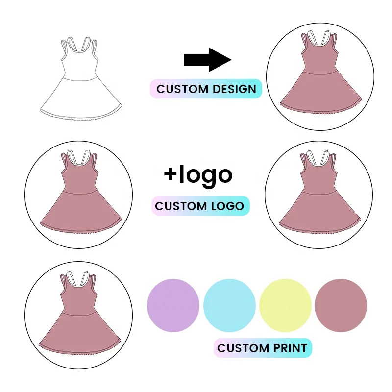 Kerui Girls Athletic Wear Kids Toddler Girls Dresses Sports Fitness Customized Color Girls Summer Backless Teenis Dresses - Image 2