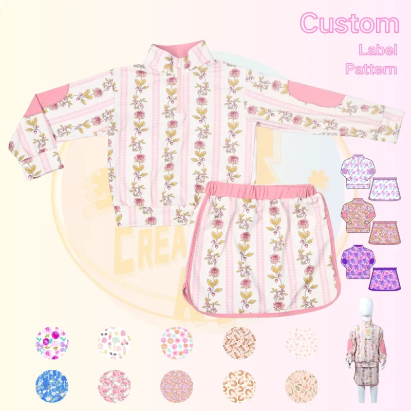 Custom Print Kids Workout Active Set Long Sleeve Nylon Yoga High Waist Sports Style Two Piece Set