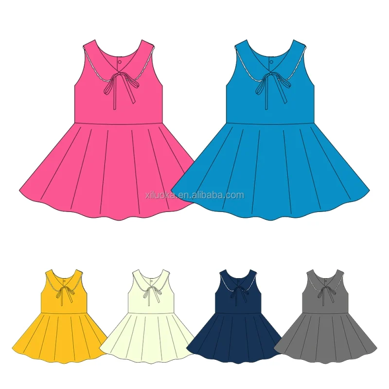 Color Matching and Pattern Girl Dress + Shorts Baby Teen Athletic Boutique Clothing Set Kids Activewear 2pcs Outfit