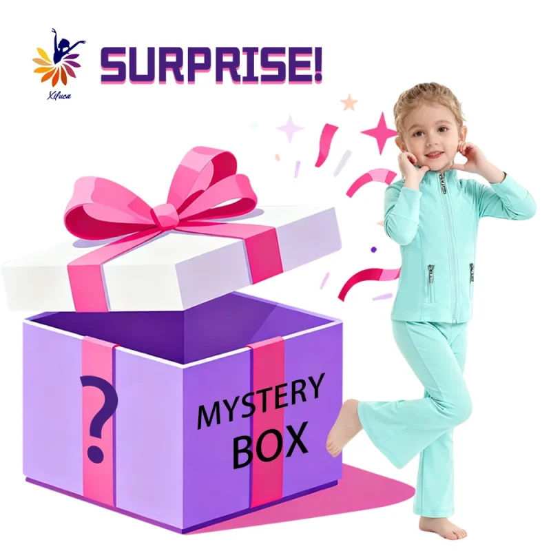 Girls Trendy Yoga Set Boutique Mystery Box Slim Zip Top Long Sleeve Flared Tight Pants