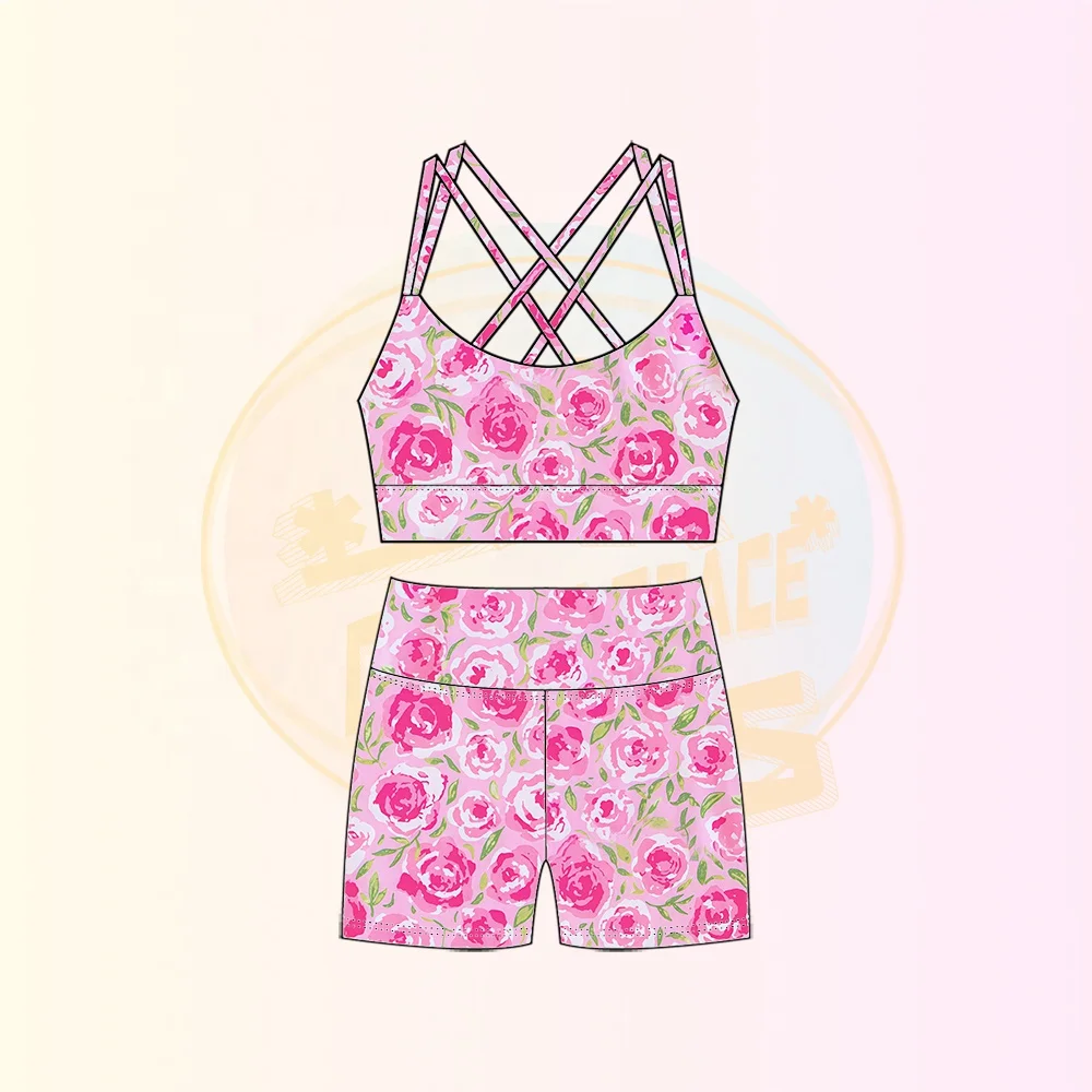 KERUI Custom 2-Piece Sport Clothing Set for Girls Youth Tennis & Running Gym Outfits with Print Baby Yoga & Running Clothing - Image 6