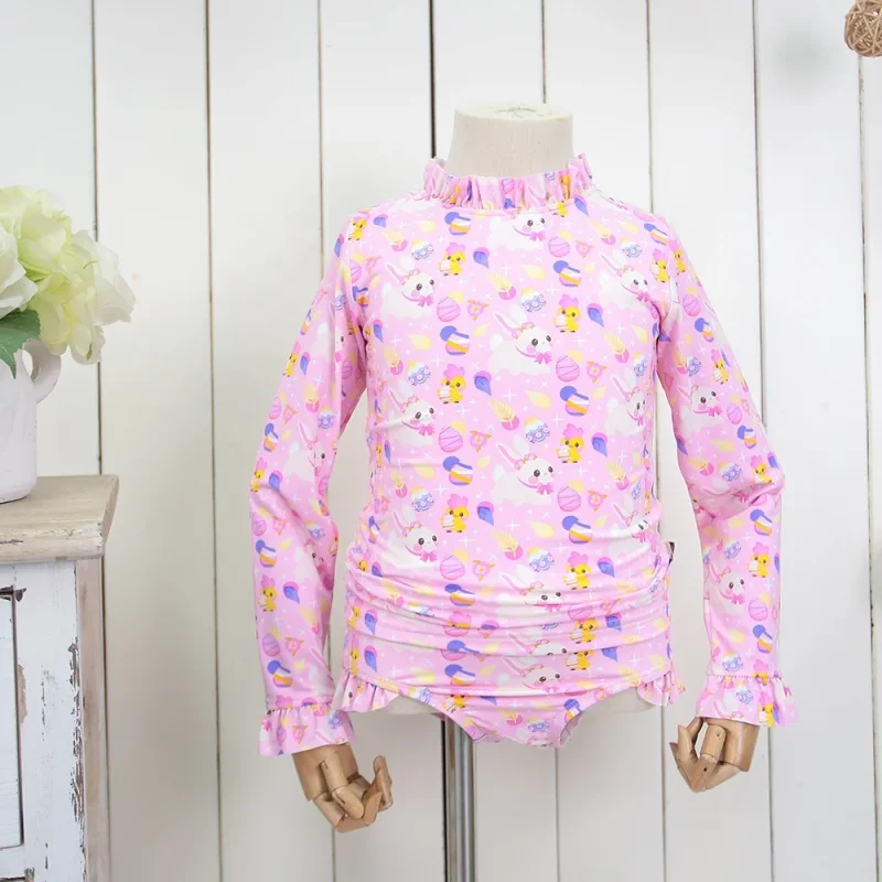 Hot Sale Baby Girl Swimsuit UPF 50+ Soft Lovely Printing Infant Swimwear Quick Dry Fabric Pool Beach Summer Baby Swimwear