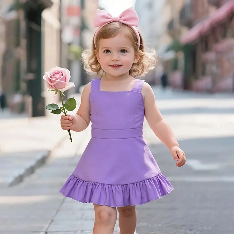 KERUI Mom and Me Have Solid Color Yoga Dress Active Wear Kids Women's Tennis Running Dresses Parent Child Nylon Sports Dress