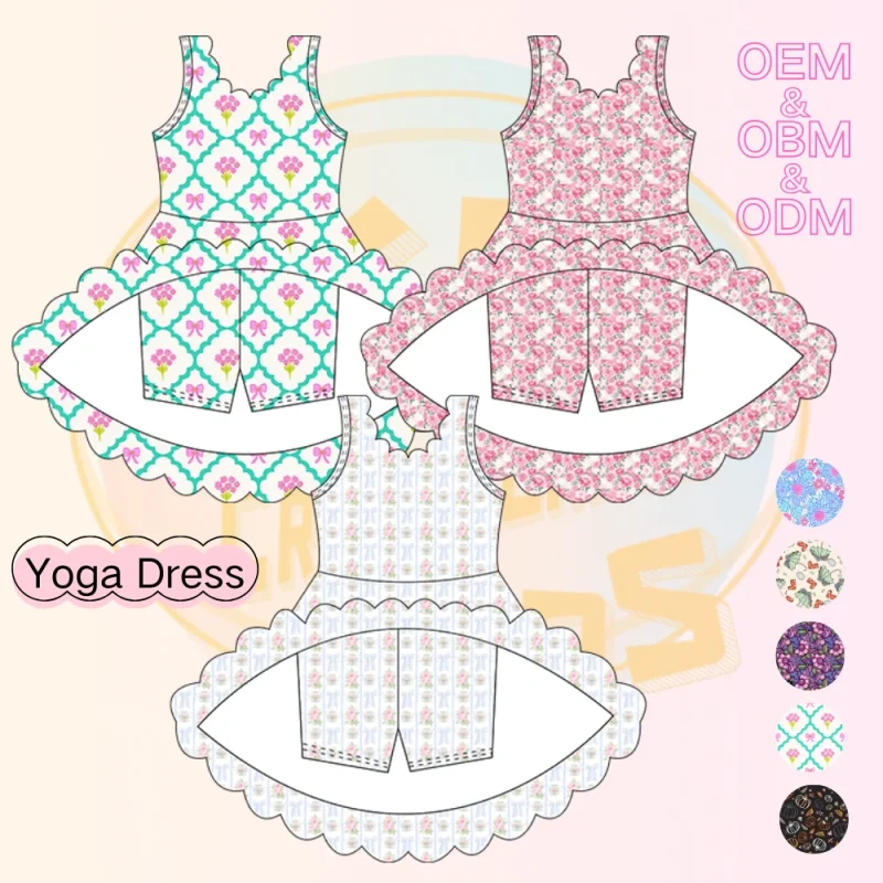 Kerui Girl Baby Yoga Dress Little Girls Prints Tennis Dresses Baby Summer Clothes Outfit Girls Running Golf Sports Dress