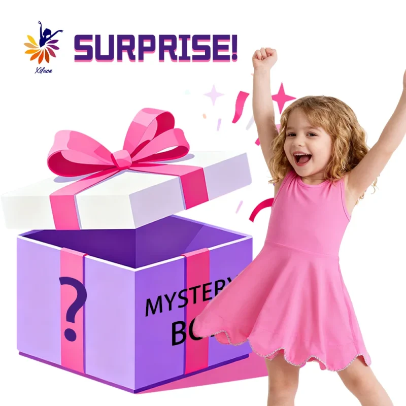 Girls Active Casual Yoga Dress Mystery Box Slim Fit Embroidery Hem Built-in Shorts