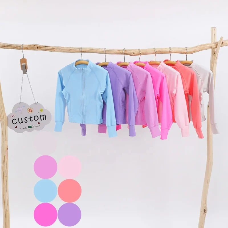 Kerui Adults Children's Yoga Jackets Active Wear Kids Girls Nylon Cotton Sports Stand Collar Jacket Girl's Brand  Autumn  Jacket