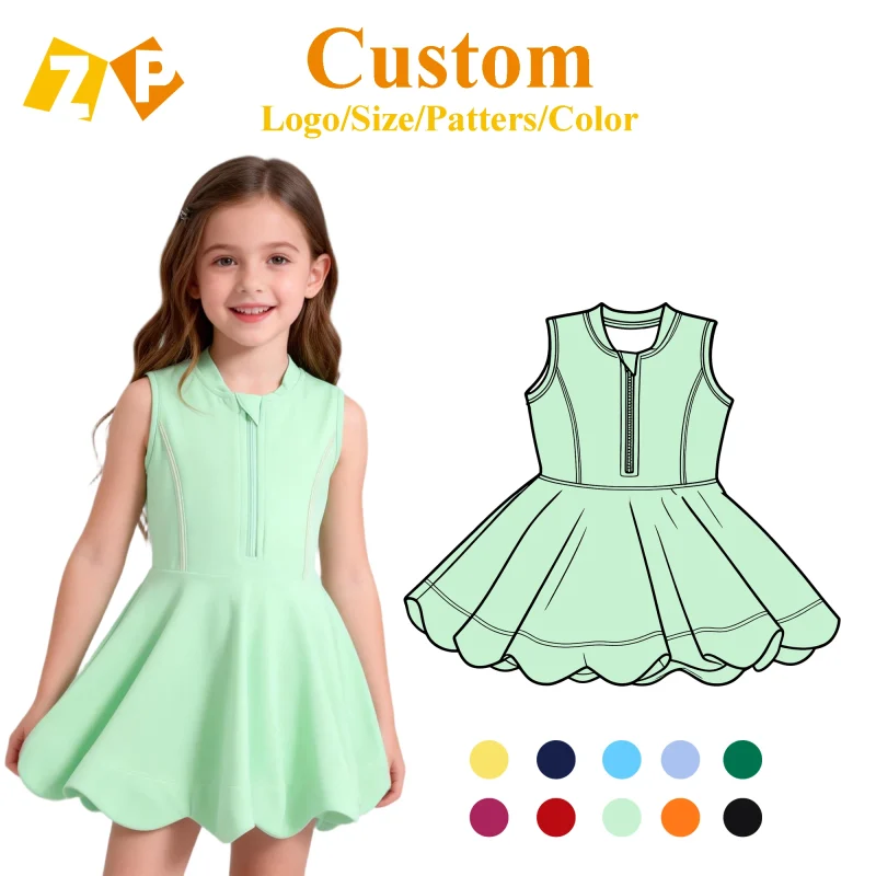 Zhengpai Customized Logo Sportswear Fashion Baby Girl Yoga Workout Clothing Dress Baby Yoga Dress