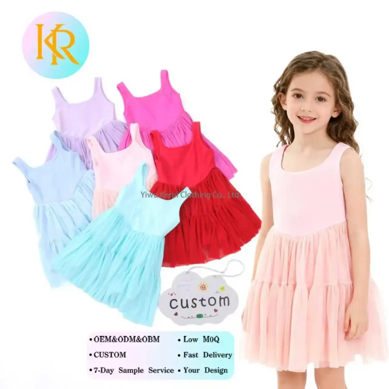 Kerui Elegant Girls Tutu Skirt Dress Soft Net Party Style in Multiple Colors MOQ Stock Mesh Dress