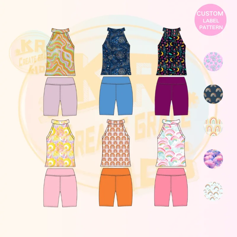 KERUI 2025 Athletic Training Vest Suits Girl Quick Dry Running Sets Female Custom Logo Tennis Pack Seamless Children Gym Set