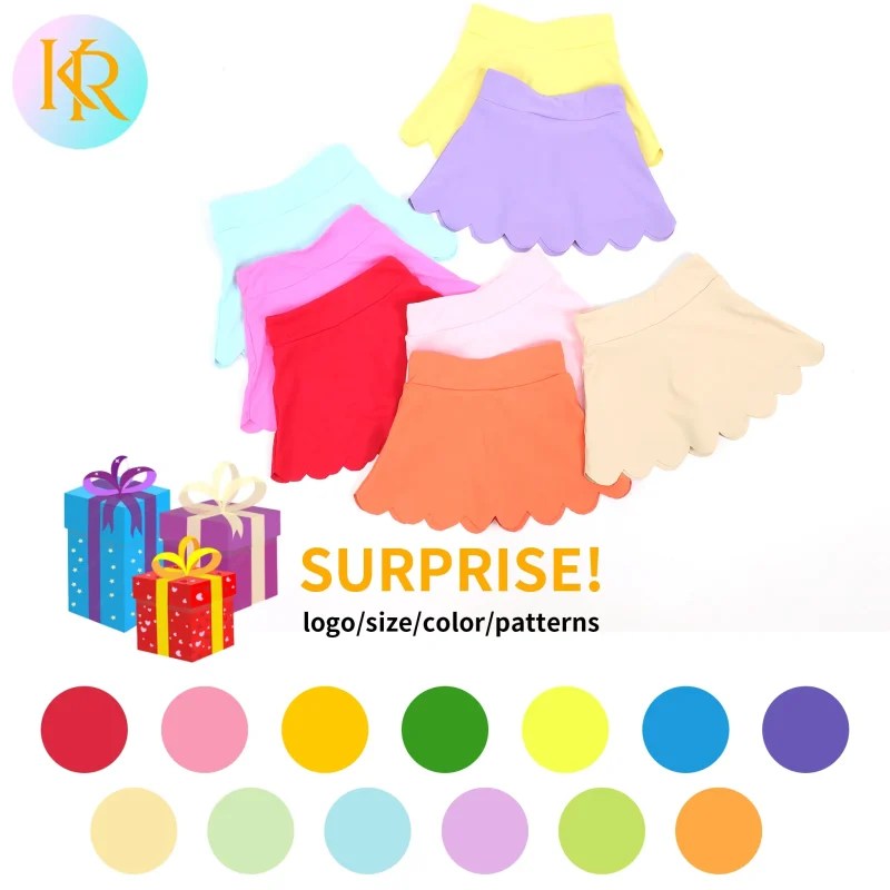 KERUI Custom Logo Kids Sports Mysterious Box Breathable Scallop Tennis Skirt Girl Fitness Golf Tennis Skirt