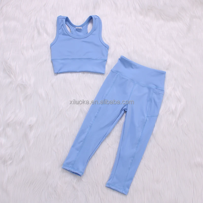 Fast Shipping Fitness Leggings Two Pieces Sportswear Nylon Spandex Girl Yoga Sets - Image 3