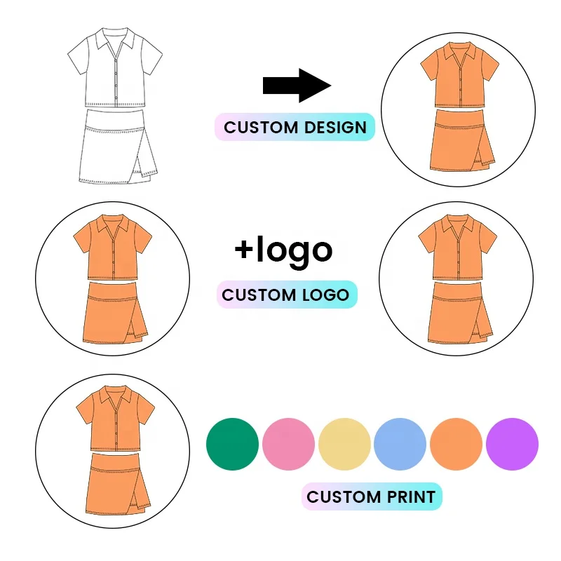 Kerui Little Girls Tennis Sets Sports Solid Colours Two Piece Sets Girls Athletic POLO Collar Short Sleeved Skirt Clothing Sets - Image 2