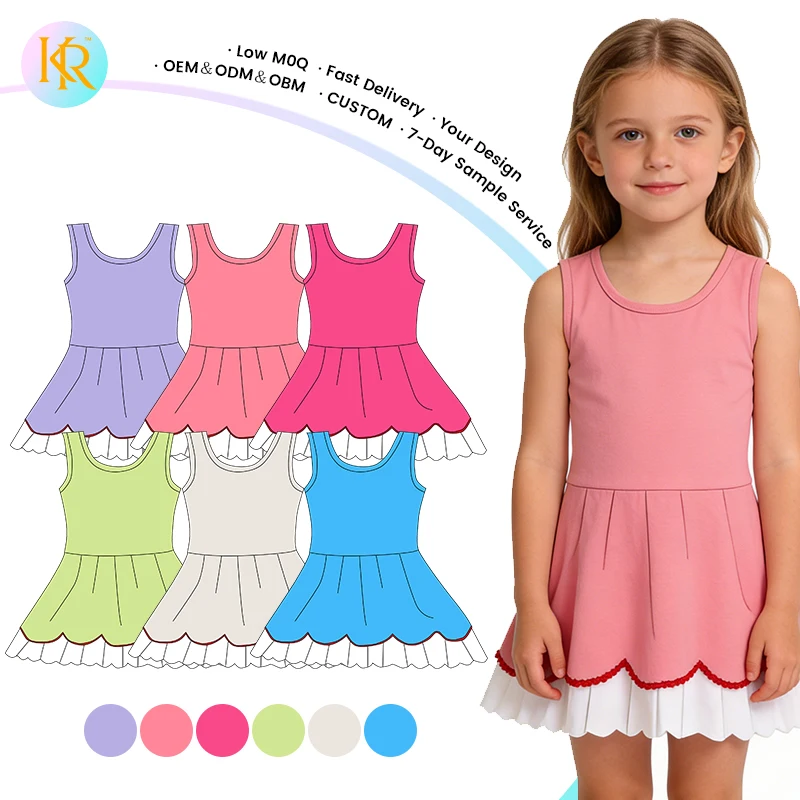 Kerui Custom Girls Kids Dress Logo Breathable One Piece Sports Dress Stylish for Girls Casual Fitness Golf Tennis Sports Dress