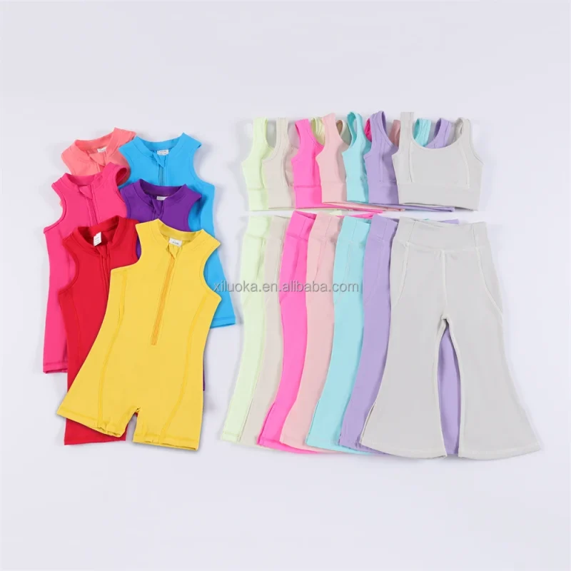Hot Sale Fitness Sportswear Girl Sports Gym Flared Pants Lulu Yoga Fitness Suit Gym Sports Wear Set