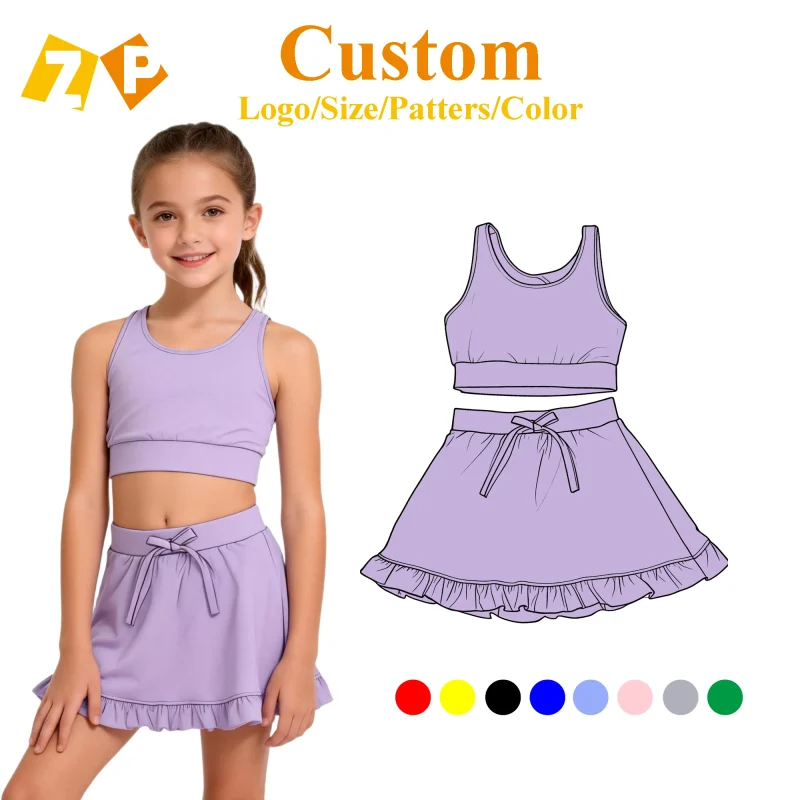 Zhengpai Baby Girls' Sleeveless Cool Knitted Yoga Dress Set Cute Casual Clothing for Summer Spring
