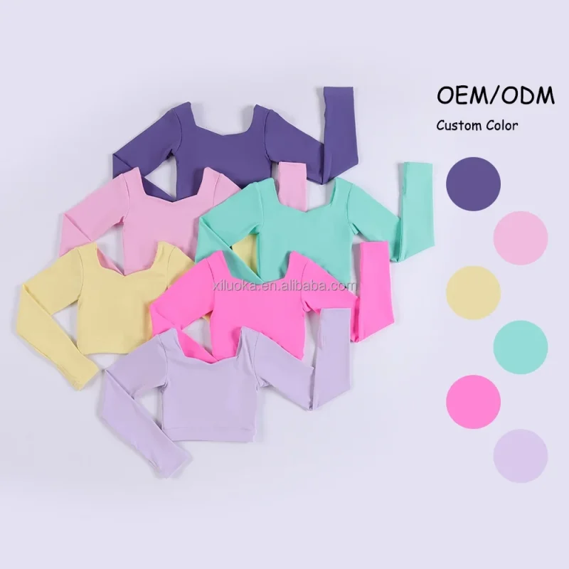 Toddler Girls Yoga Outfit Long Sleeve Top With Loose Shorts Fitness Clothing Set Custom Yoga Set