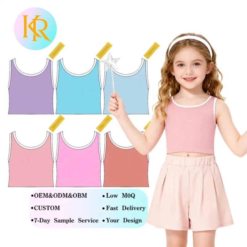 KERUI Customized logo Kid Girls' Vest Short Sports Tank Top Breathable Spandex Nylon Safety Vest