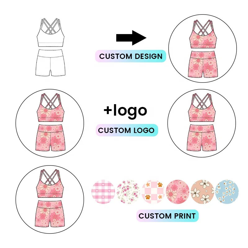 Kerui Girls Sports Customized Kids Athletic Wear Girls Yoga Clothes Sets 2-Pieces Gym Outfits Kids Sport Yoga Wear Suit - Image 3