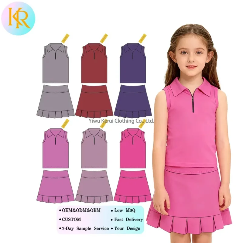 Kerui Sports Pattern Yoga Clothing Sets for Little Kids Girls Customized Packaged Yoga Set 2-Piece Outfits for 2-16 Years