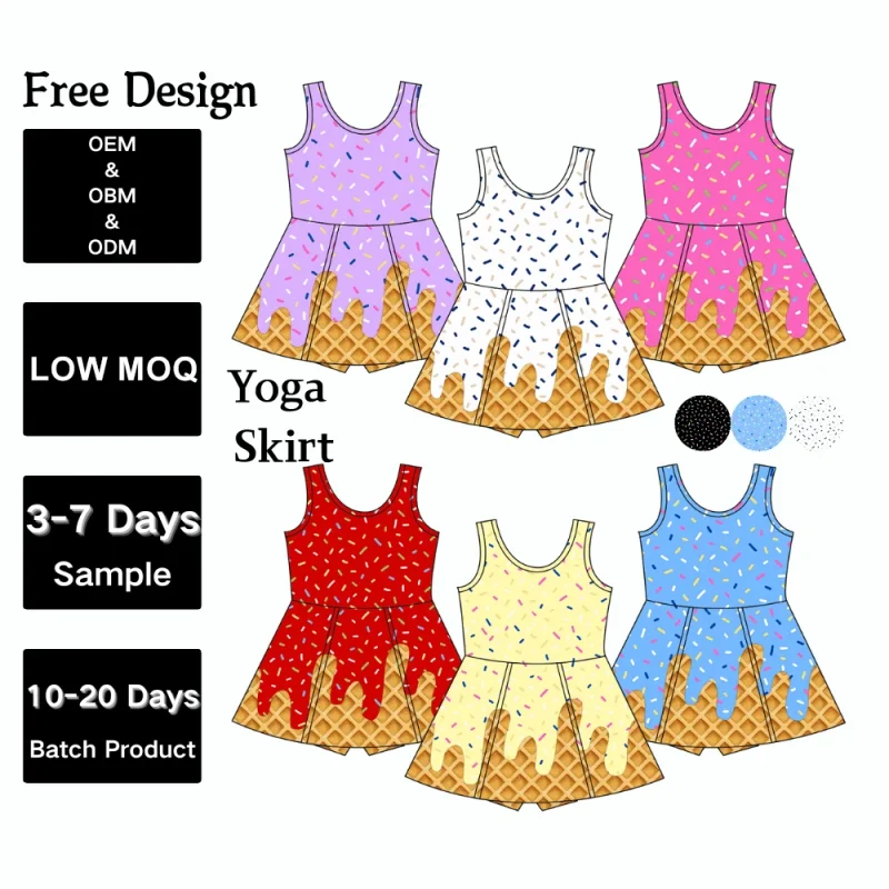 KERUI Boutique Little Girl Yoga Dress Casual Kids Sweet Girl Dress Kids Summer Sleeveless Active Dress