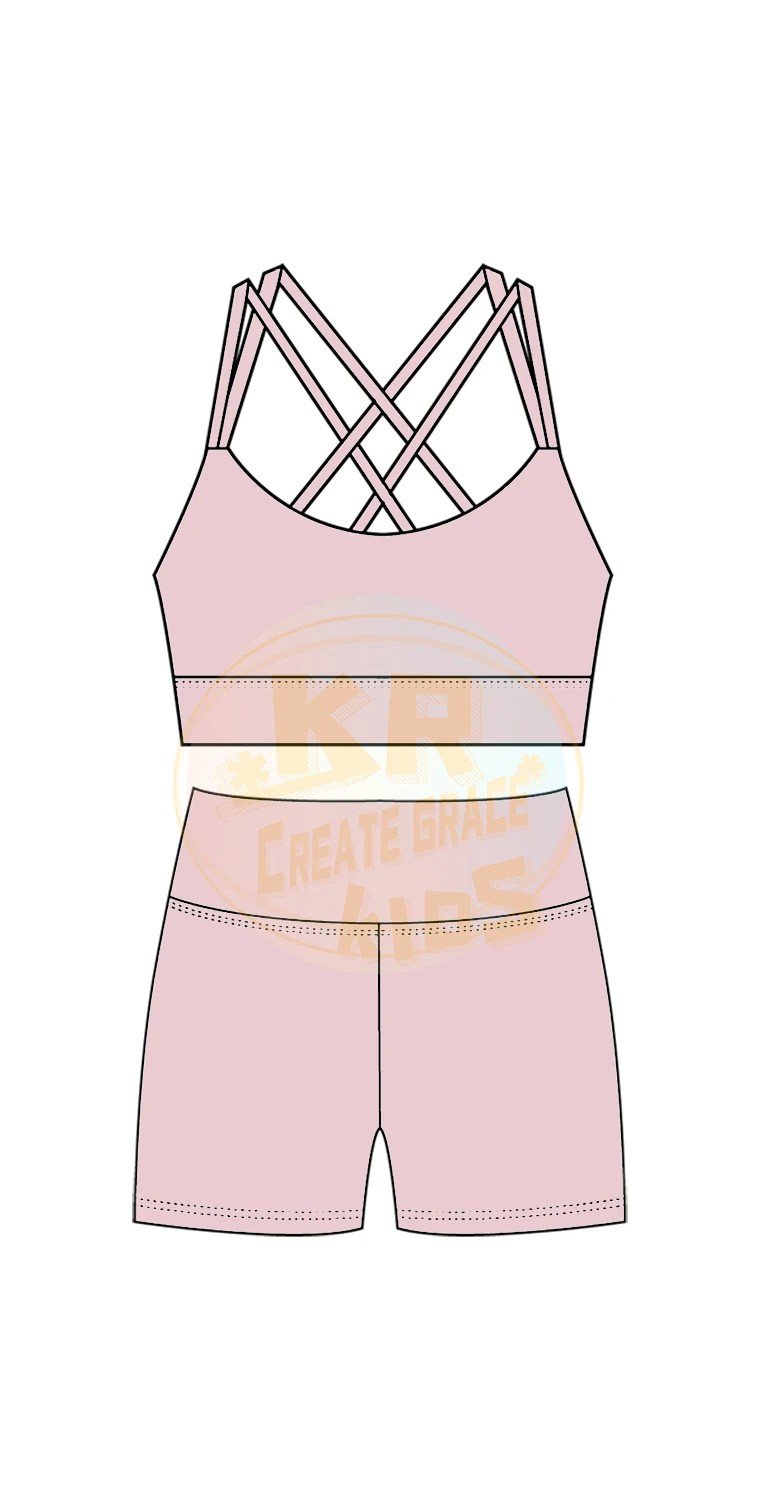 New Fashion Workout Sets Matching Yoga Outfits Bras Shorts 2 Piece Backless Yoga Sports Vest Shorts Sets for Kids - Image 4