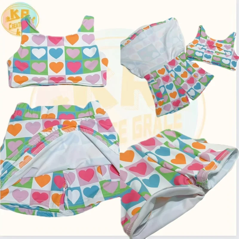 Wholesale Popular Above Knee Knit Yoga Skirts for Girls Private Label Short Nylon Spandex Baby Girls Sports Sets