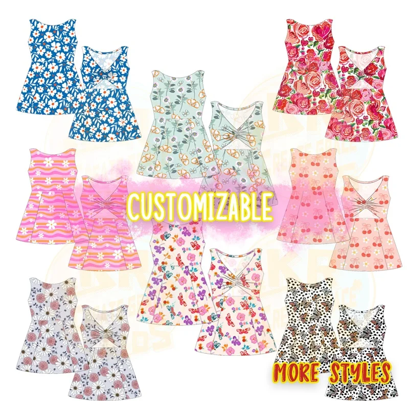 Wholesale Sportswear Baby Girl Yoga Set Custom Workout Clothing Workout Clothing Baby Yoga Floral Dress