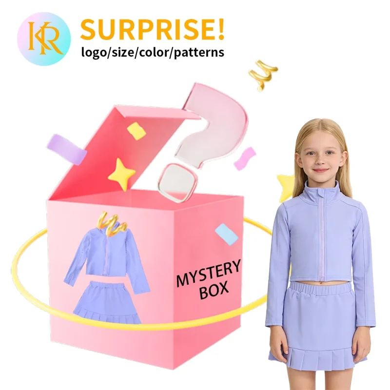 Kerui Active Wear Kids Girls Overlay Performance Dress Active Wear for Yoga Gymnastics and Stage Costume Lucky Box