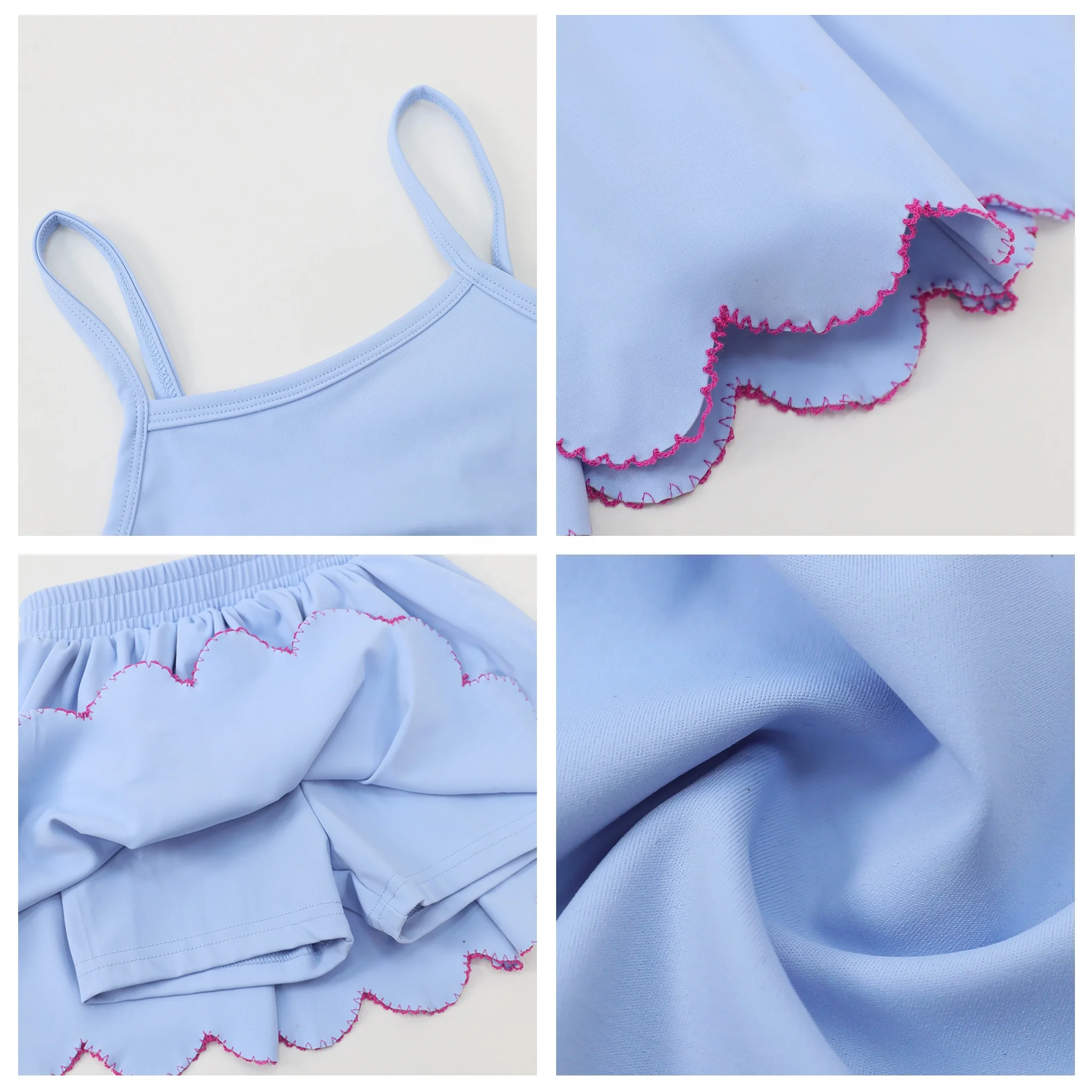 Kerui Girls Active Wear Kids Yoga Sleeveless Crop Tank Skirt Set Built in Shorts Elastic High Elastic Fitted Design Dancewear - Image 6