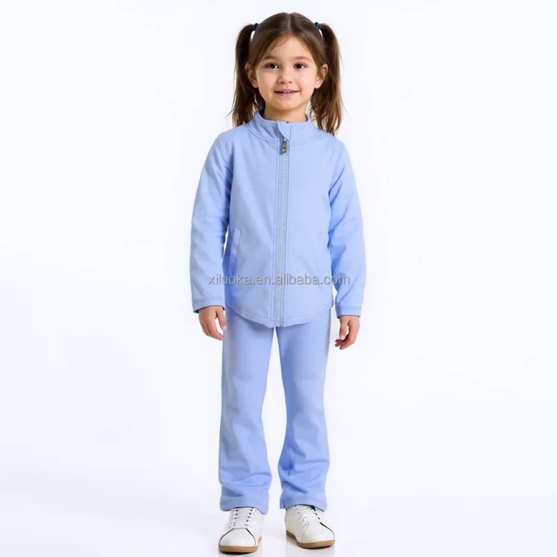 Custom Soft Quick Dry Full Zipper Long Sleeve Tracksuit Jackets Active Wear Coat Children Workout Top Yoga Jackets