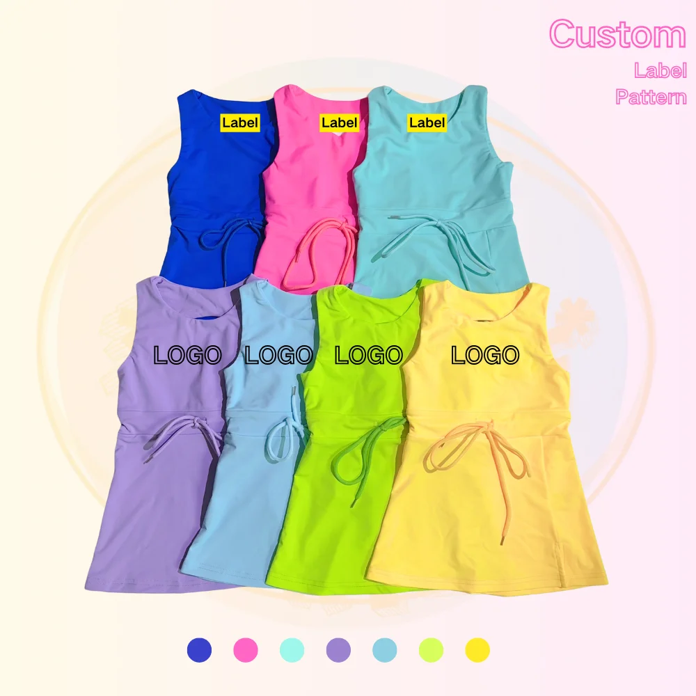 KERUI Back Hollowed Out One-piece Tennis Dress Teenage Girls Yoga Dresses Jumpsuits Sportscasual Breathable Dress for Kids