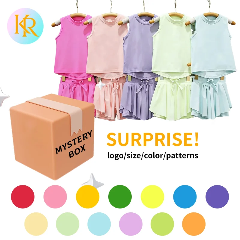 Kerui Girls Athletic Wear Mystery Box Kids Workout Suit Girls Cropped Jacket Pleated Skorts Set for Yoga Gym Blind Box