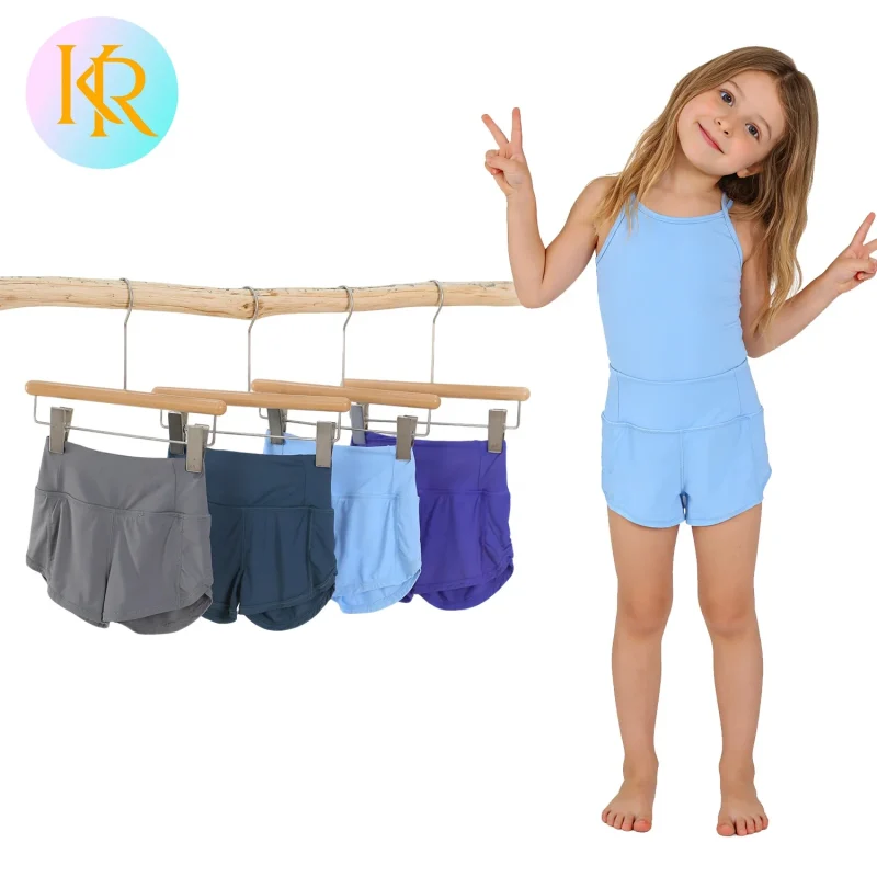 Kerui High Quality Baby Girl Yoga Wear Custom Logo Cycling Shorts Nylon/Spandex Quick Dry Breathable Summer Sports Gym Running