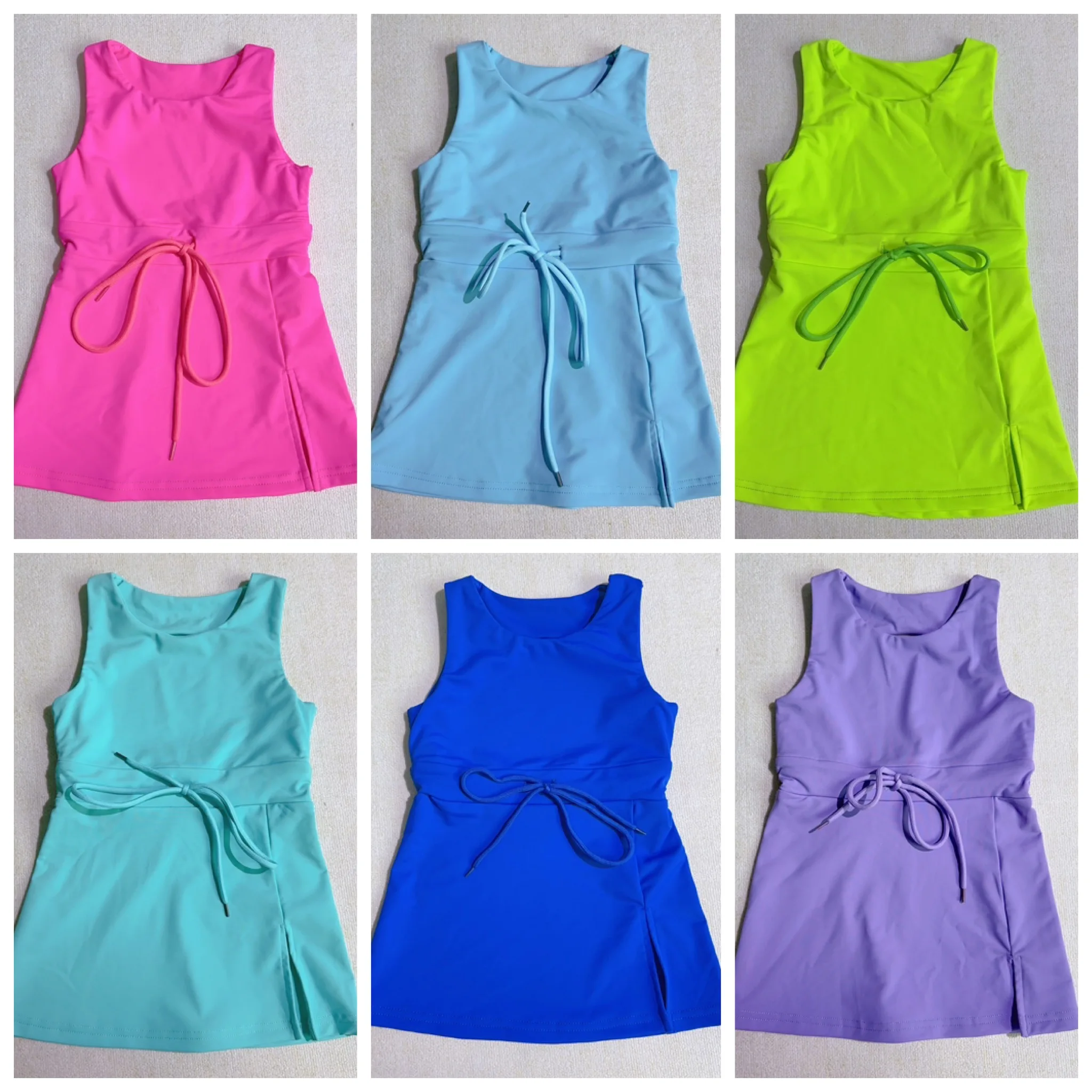 KERUI Back Hollowed Out One-piece Tennis Dress Teenage Girls Yoga Dresses Jumpsuits Sportscasual Breathable Dress for Kids - Image 2