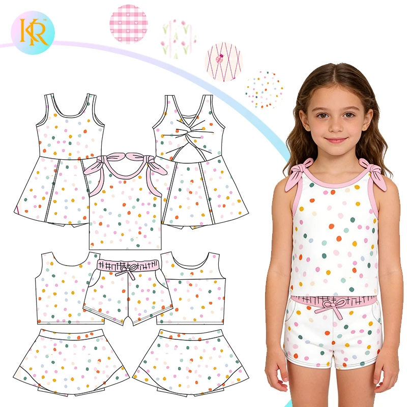 Kerui Girl Breathable Active Wear Kids Outfit Elastic Waist Comfort Fit Moisture-Wicking Training Wear Kids' Yoga & Tennis Set