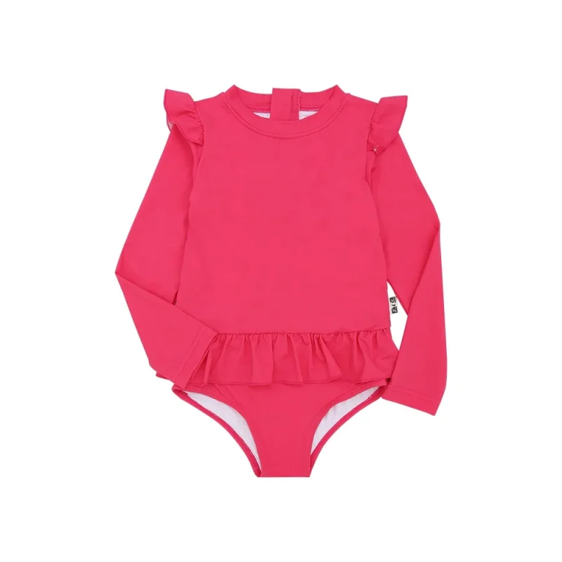 Hot Sale UPF 50+ Soft Quick Dry Infant Swimwear for Baby Girls Lovely Printing Summer Pool Beach Swimwear