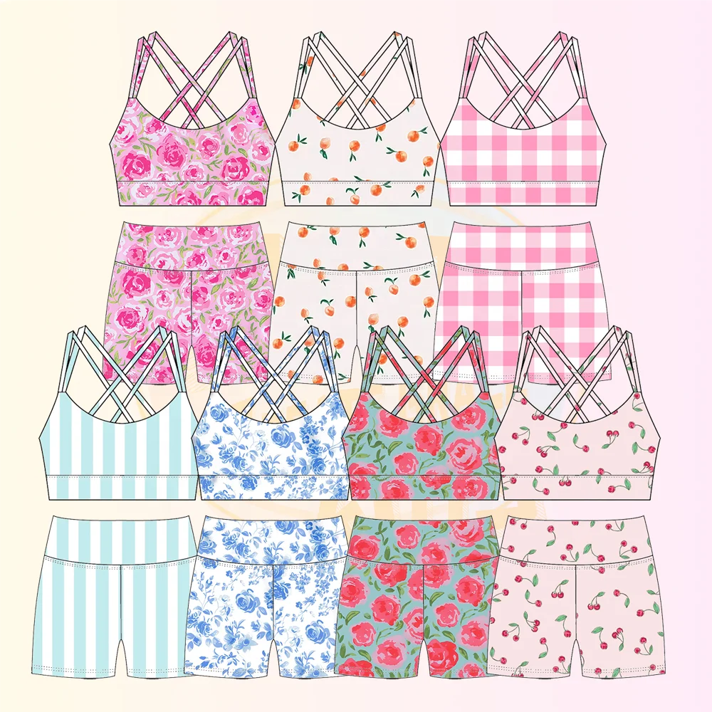 KERUI Custom 2-Piece Sport Clothing Set for Girls Youth Tennis & Running Gym Outfits with Print Baby Yoga & Running Clothing - Image 2