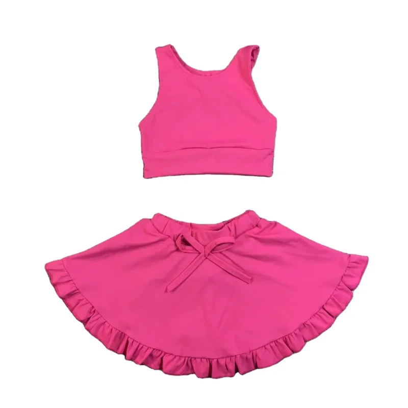 Wholesale RTS Casual Style Solid Color Two-Piece Eco-Friendly Yoga Clothing Sets for Girls All Seasons Factory Price