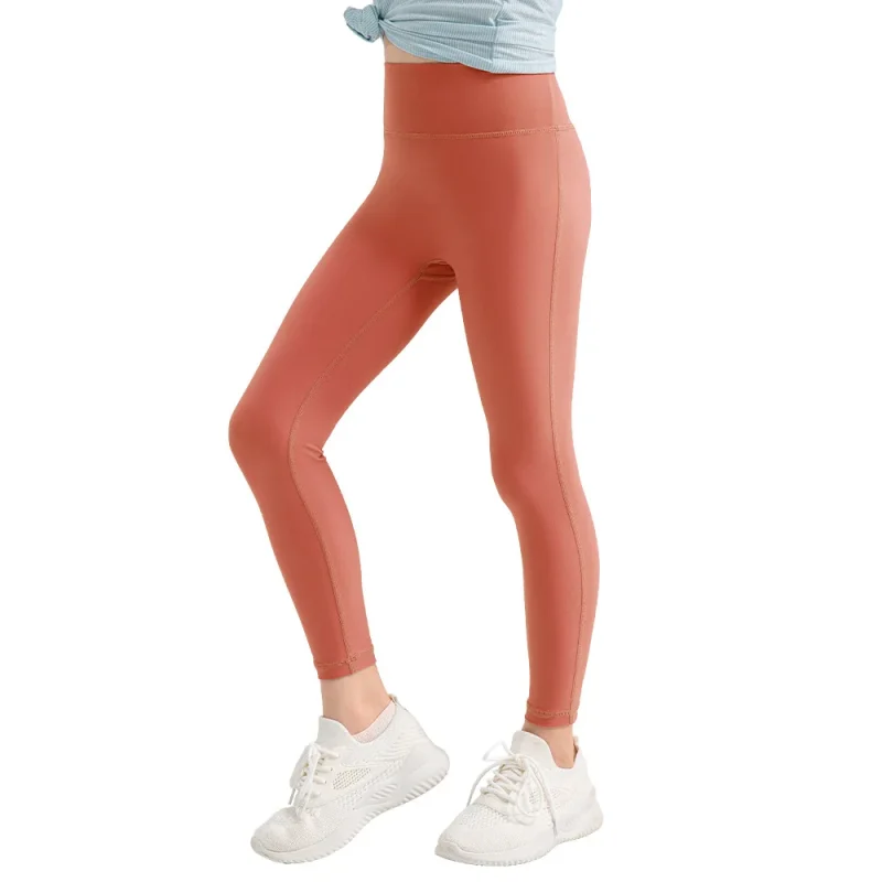 NEW Children Kids Soft Polyester Girl Workout Fitness Gym Wear Clothes Yoga Pants Leggings High Waisted Without Pockets