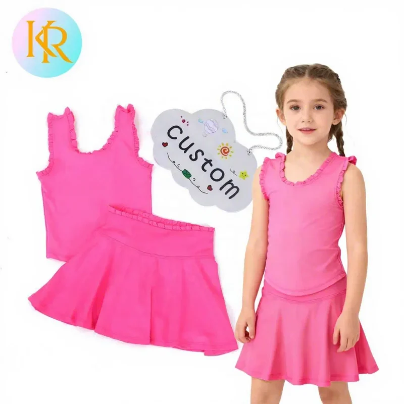 Kerui 2-Piece Girl Sleepwear Underwear Vest Shorts Yoga Set Girls' Summer Knee Length Breathable Activewear Sweet Style